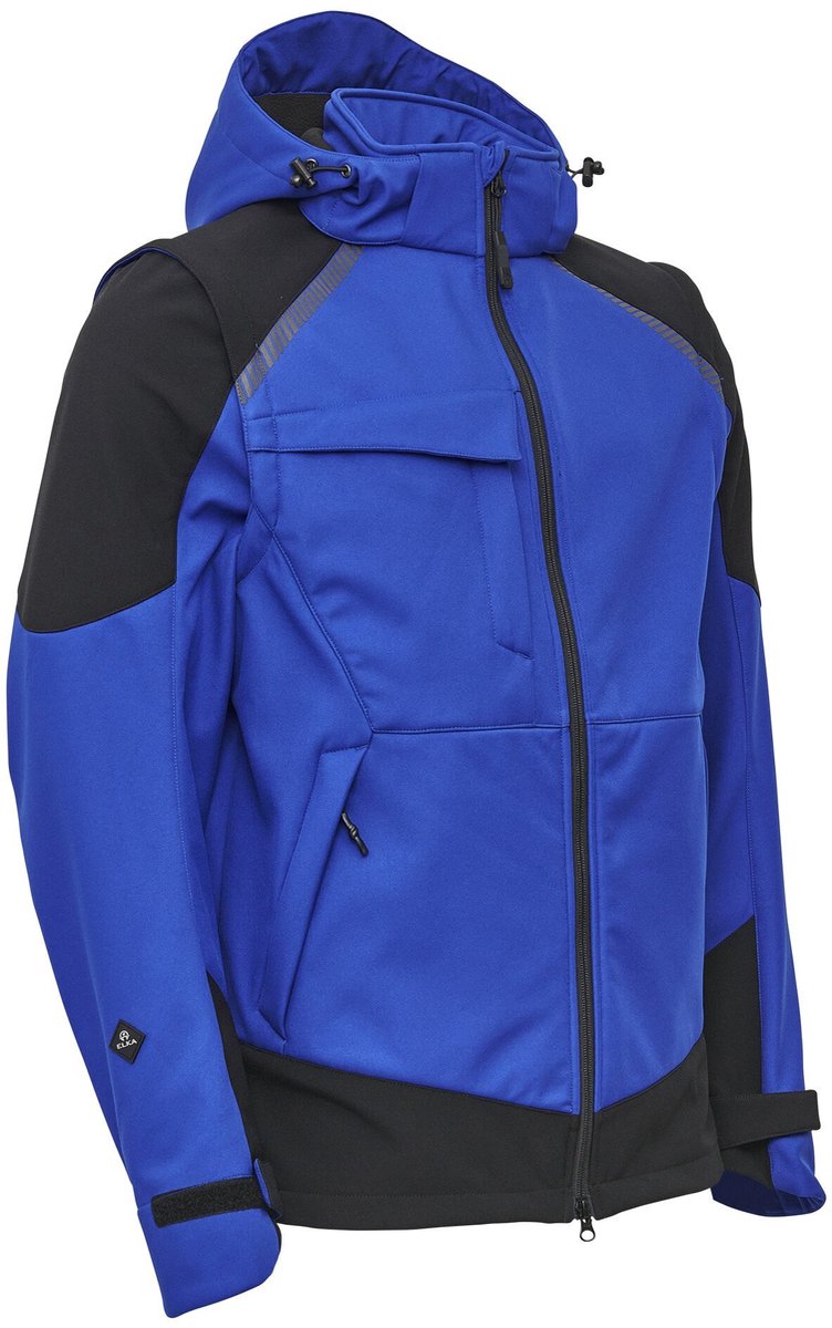 Elka Working Xtreme Softshell Jacket with detachable sleeves 117300 Royal Zwart