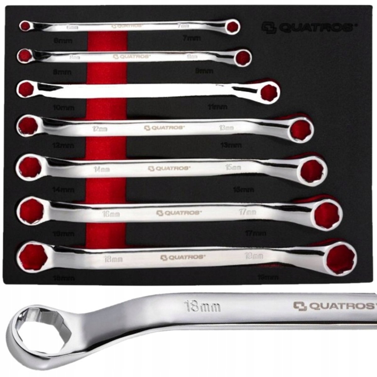 Speciale Gebogen Ring-/Steeksleutelset 6-19mm, 7 Delig, SUPER GRIP