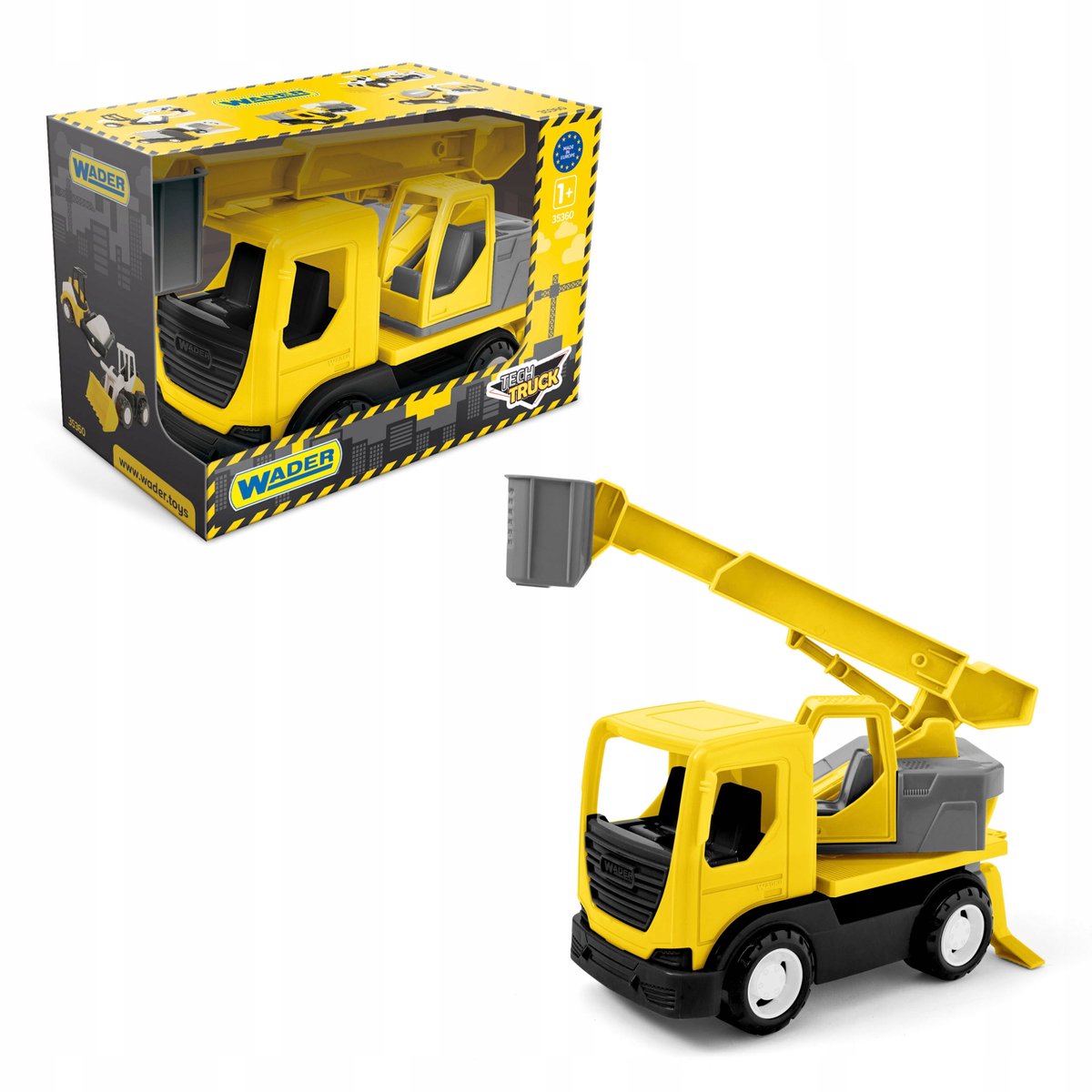 Wader Tech Truckplatform 29 cm - Stevig bouwvoertuigspeelgoed