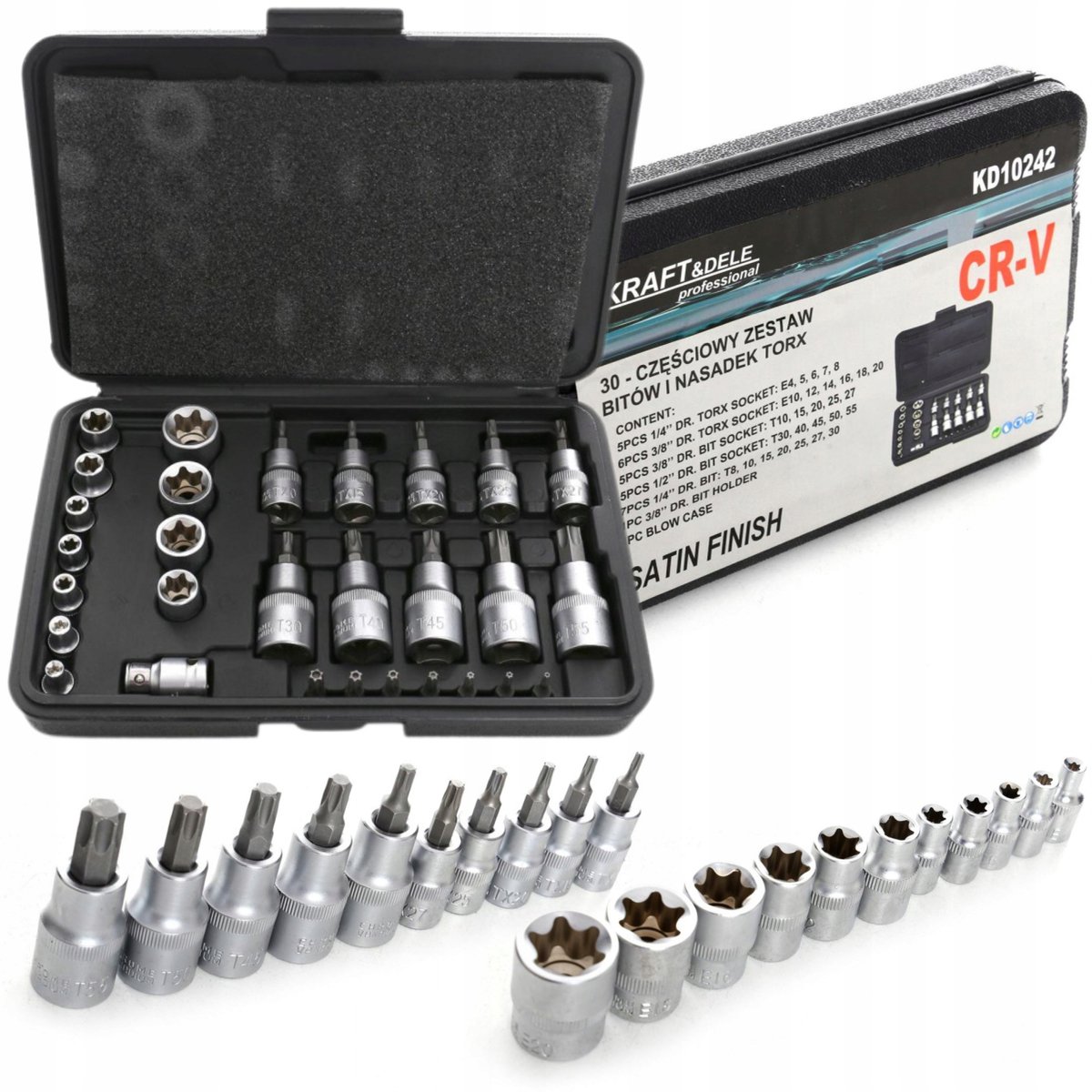 Kraft&Dele Torx Bit & Dop-Sleutel Set 30 Delig in Koffer