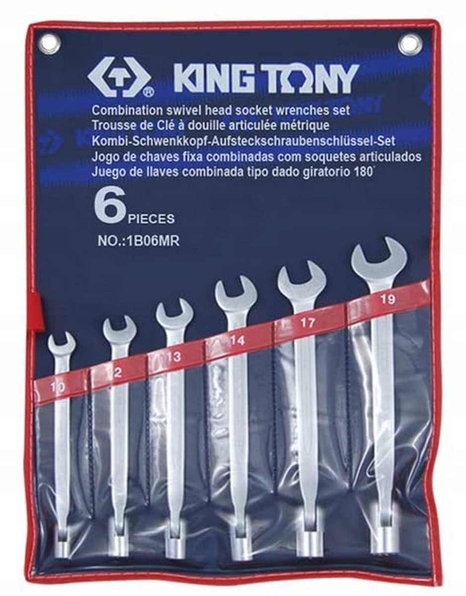 King Tony Ring Steeksleutelset 10-19 mm, 6 stuks, nylon koffer