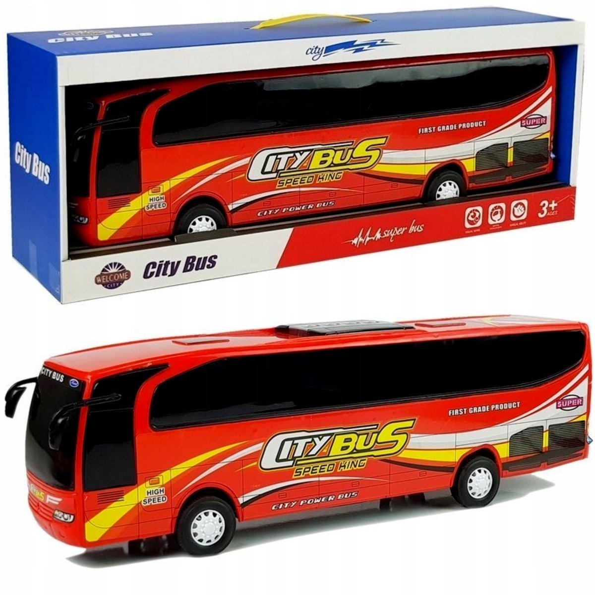 Grote Toerbus Speelgoed - Frictie Aangedreven - 53cm