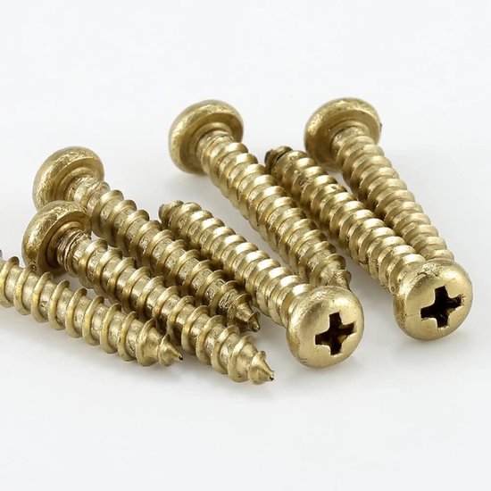 QUARKZMAN 8 stuks messing decoratieve schroeven met doppen, 12 mm spiegelschroeven afdekking zelftappende schroeven voor meubelbevestiging, brons kleur