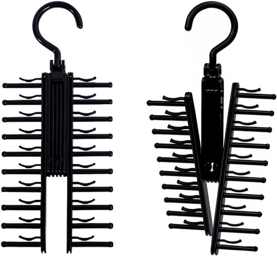 Riem sjaal stropdas rek houder, kast organizer houder voor stropdassen, riemen, sjaals, tassen, handtassen, schoenen en kleding, sieraden, 360 graden roterende 2 haken transparant goud Riem sjaal stropdas rek houder, kast organizer houder voor stropdassen, riemen, sjaals, tassen, handtassen, schoenen en kleding, sieraden, 360 graden roterende 2 haken transparant goud