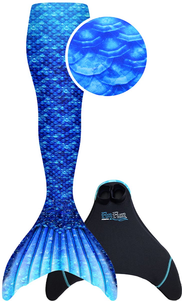 Zeemeerminstaart voor volwassenen maat L (42-44) - Fin Fun Arctic Blue set met monovin met voetvakjes
