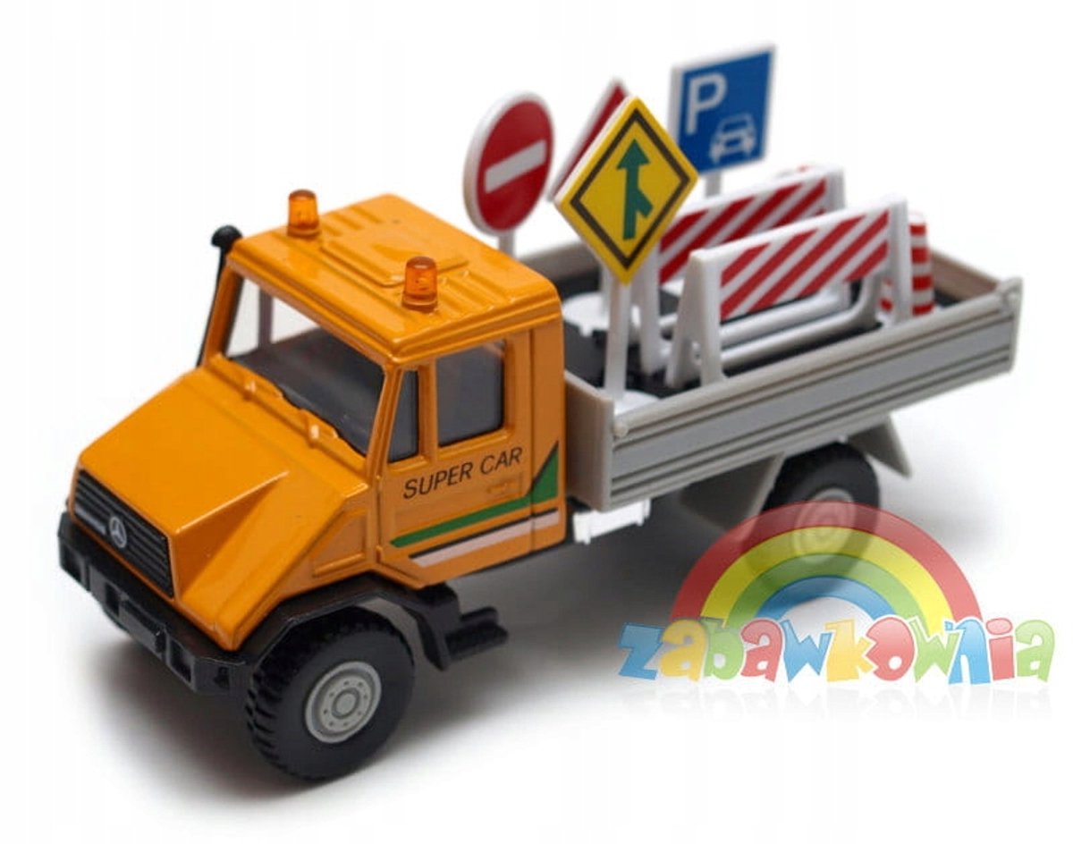 Mercedes-Benz Unimog modelauto Welly - Verkeersborden, 1:40