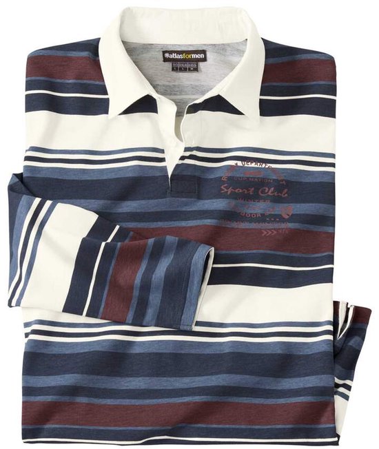 ATLAS FOR MEN - Gestreepte rugbypolo Sport Club - Heren - Verkrijgbaar in grote maten - XL