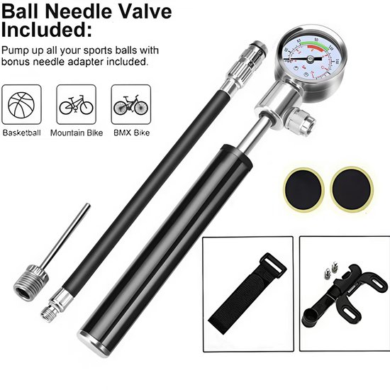 16-delige fietsbandenreparatieset met mini-fietspomp (met hogedrukmeter 210 PSI) + bandenreparatiegereedschap, draagbare hogedruk mountainbikepomp — afbeelding 3