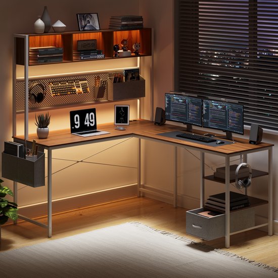 Hoekbureau 120×40×70 cm - met 7 laden - 2-in-1 design - 360° draaibaar