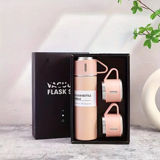 500 ml Roze Vacuüm Geïsoleerde Thermosbeker met Afneembare Beker – Dubbelwandig RVS
