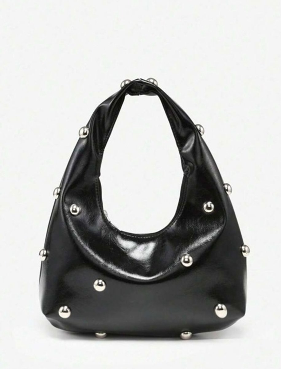 Schoudertas met stuch - zwart tas - tas met stutch - schoudertas - zwarte tas met stuch - zwarte schoudertas - schoudertas zwart - handtas - tas - schoudertas dames - schoudertassen - statement tas - shoulderbag - hobo tas - schoudertas