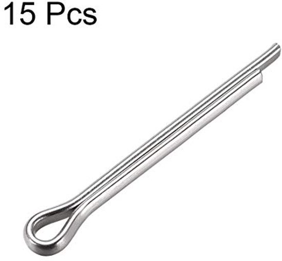 15pcs split splint 4mm x 35mm 304 stainless steel 2 teeth wrench silver — afbeelding 3