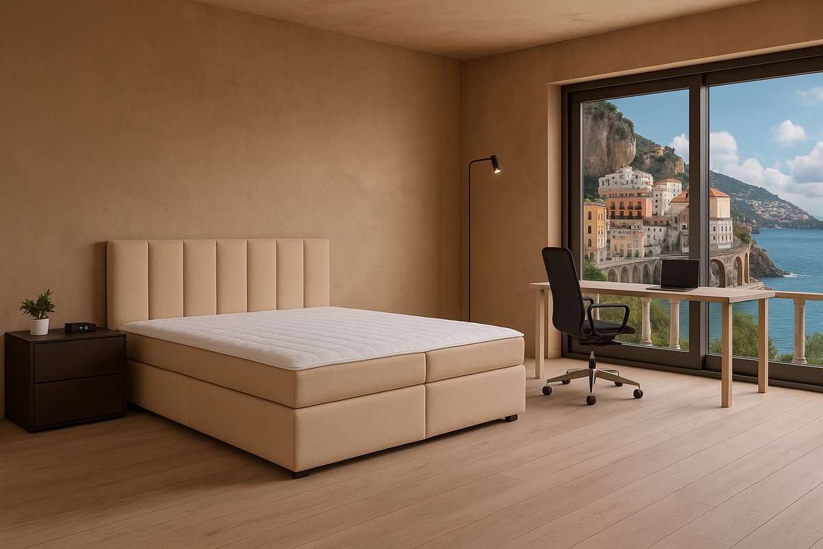 Boxspring Amalfi vlak, 80x200 cm, kleur beige