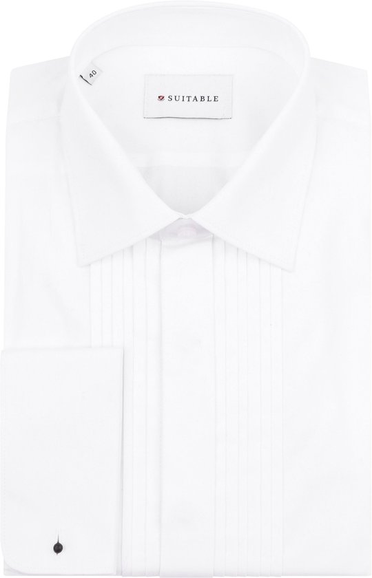 Convient - Chemise De Smoking Plissée Wit - Homme - Taille 44 - Coupe Regular