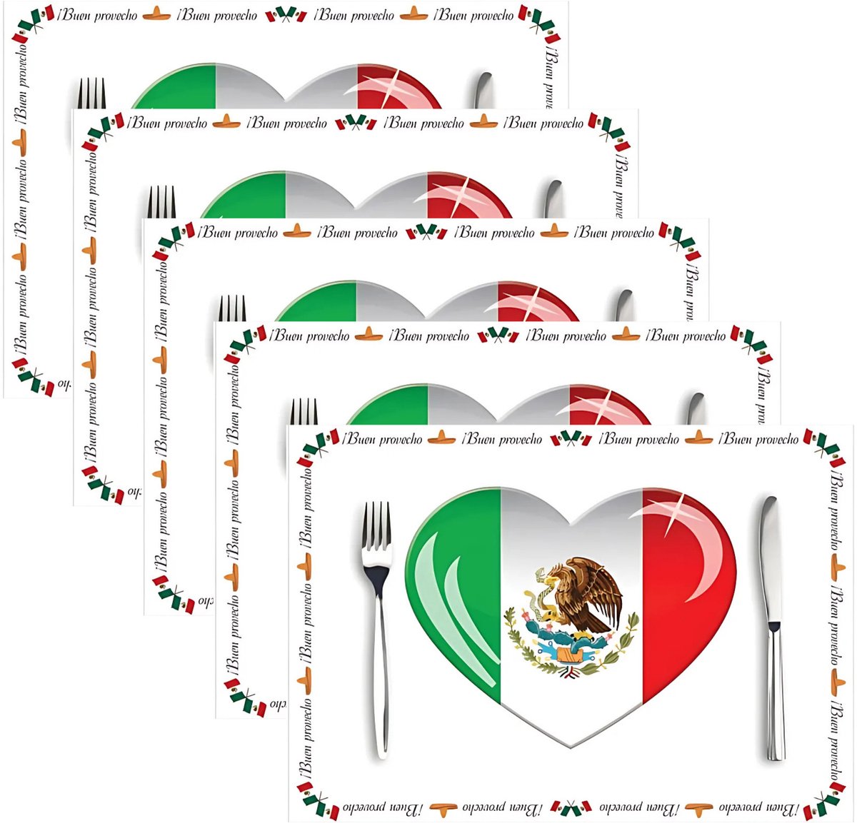 Placemat Mexicaans design - 100x stuks - 42 x 30 cm - 90g - Mexico - dineren - eetsmakelijk