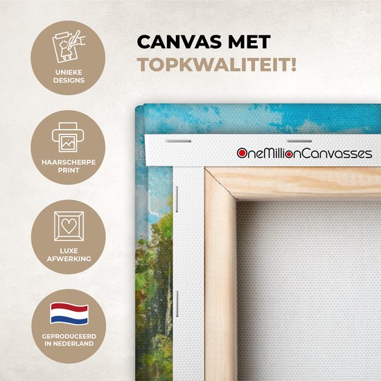 Toile Peinture Huile - Peinture - Fleurs - Paysage - 140x90 cm - Décoration murale