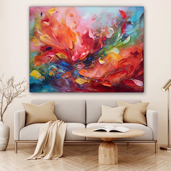 Tableau huile sur toile - Art - Abstrait - Coloré - 160x120 cm - Décoration murale XXL
