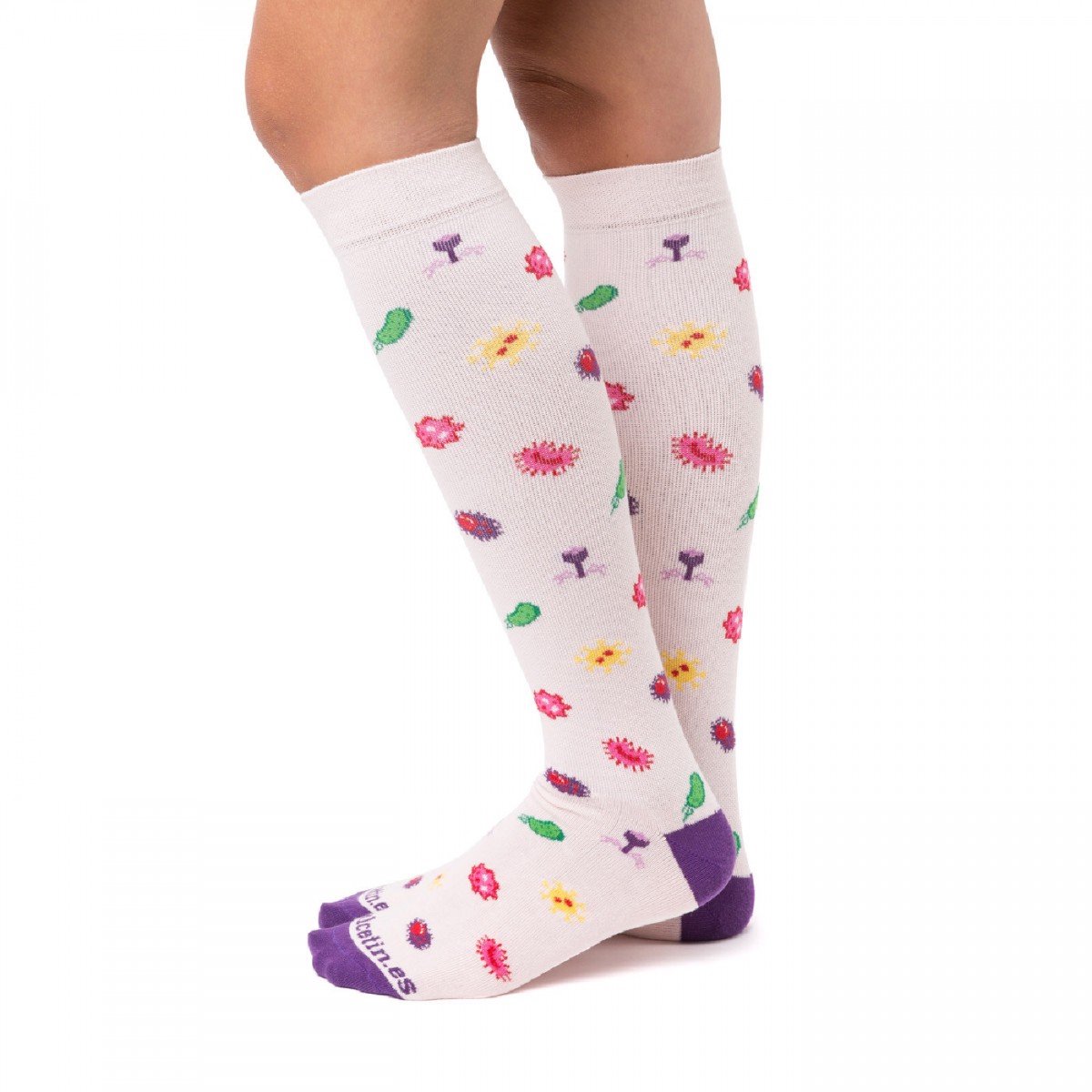 Compressiesokken Bacteriën - S/M - Compressiesokken Dames voor Verpleegkundigen - Leuke Print - Zorg - Compressiekousen - Sokken - Verpleegkundige Accessoires - Nurse Cadeau