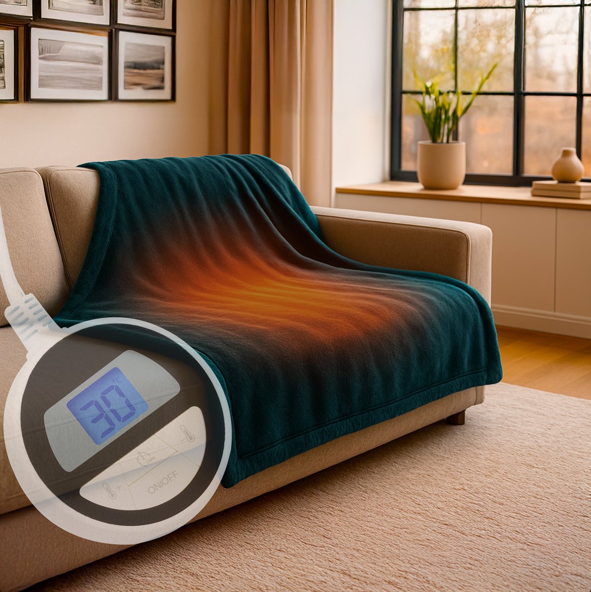 Sinnlein® Elektrische deken van pluche, 160 x 120 cm, grijs, TÜV SÜD GS Sinnlein® Elektrische deken van pluche, 160 x 120 cm, grijs, TÜV SÜD GS