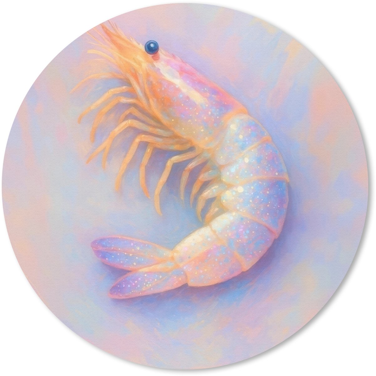 Muismat rond 30x30 cm - Mousepad Garnaal - Subtiele structuur - Blauw - Roze - Ronde muismatten
