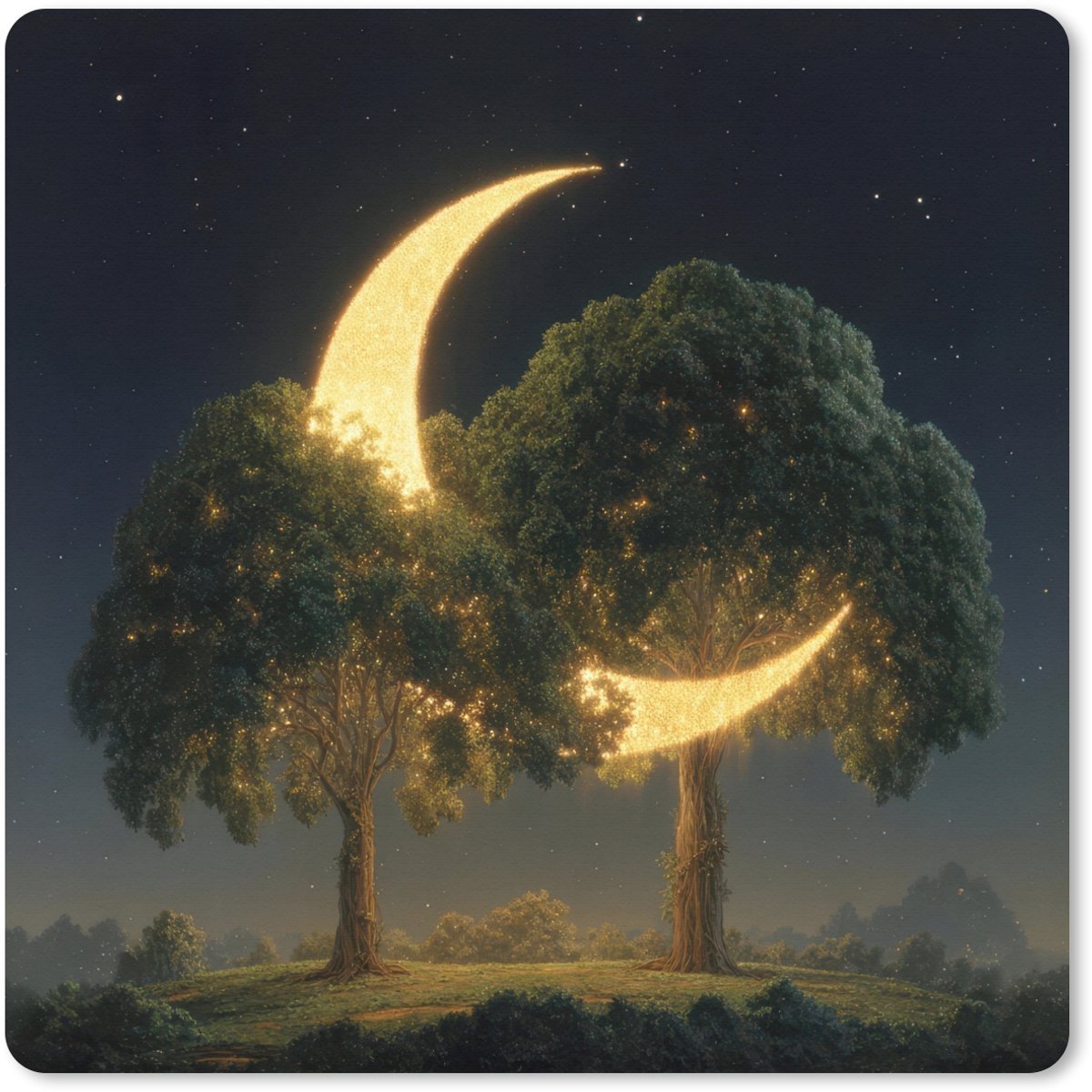 Muismat XXL 40x40 cm - Bureau onderlegger - Bureau mat Maan - Bomen - Rust - Bureaumat - Gaming mousepad xl - Bureaulegger groot - Computer deskmat