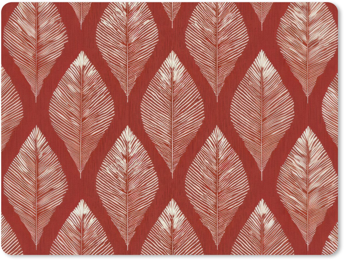 Muismat 23x19 cm - Mousepad Bladeren - Rood - Elegant - Muismatten