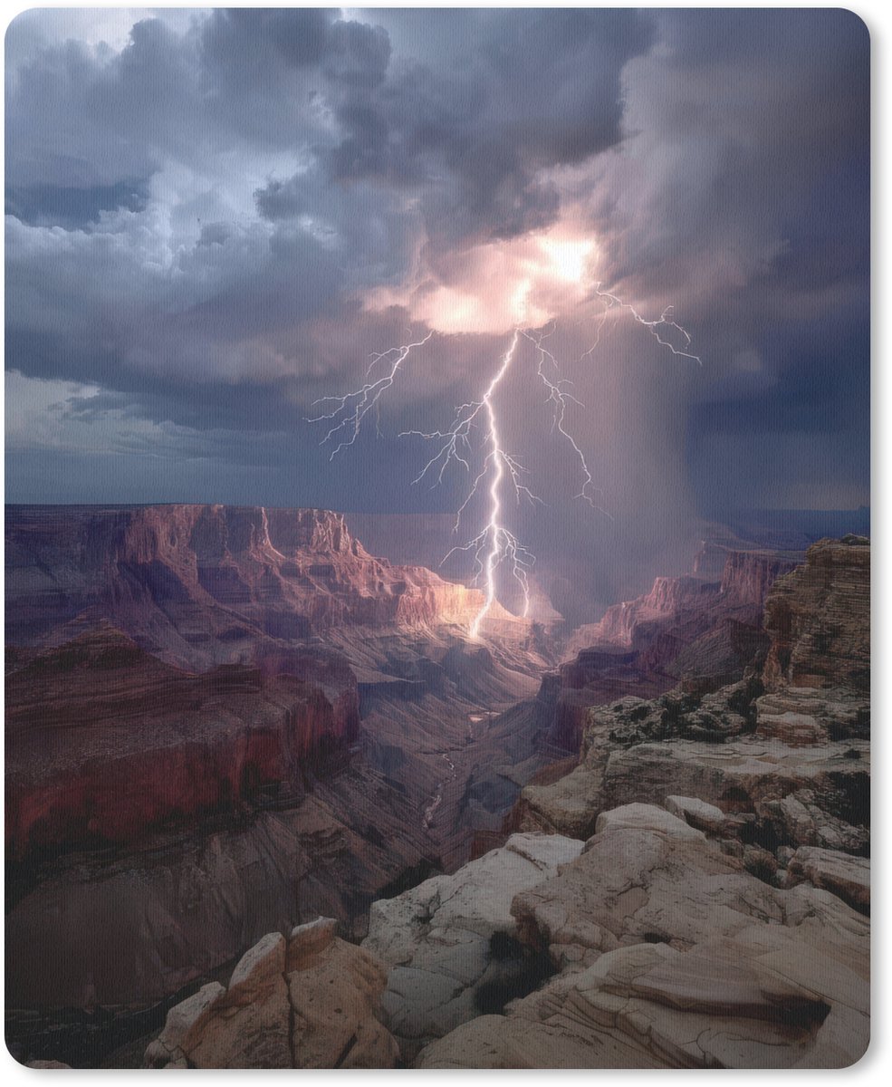 Muismat 19x23 cm - Mousepad Bliksem - Wolken - Canyon - Muismatten