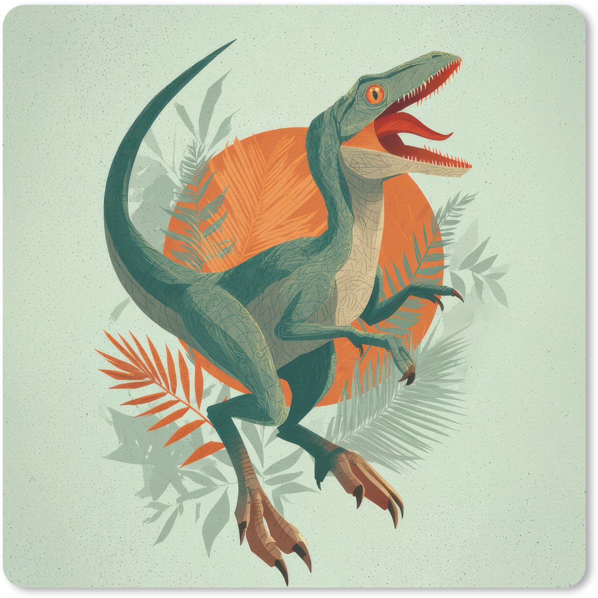 Muismat 20x20 cm - Mousepad Dino - Bladeren - Grafisch - Groen - Muismatten