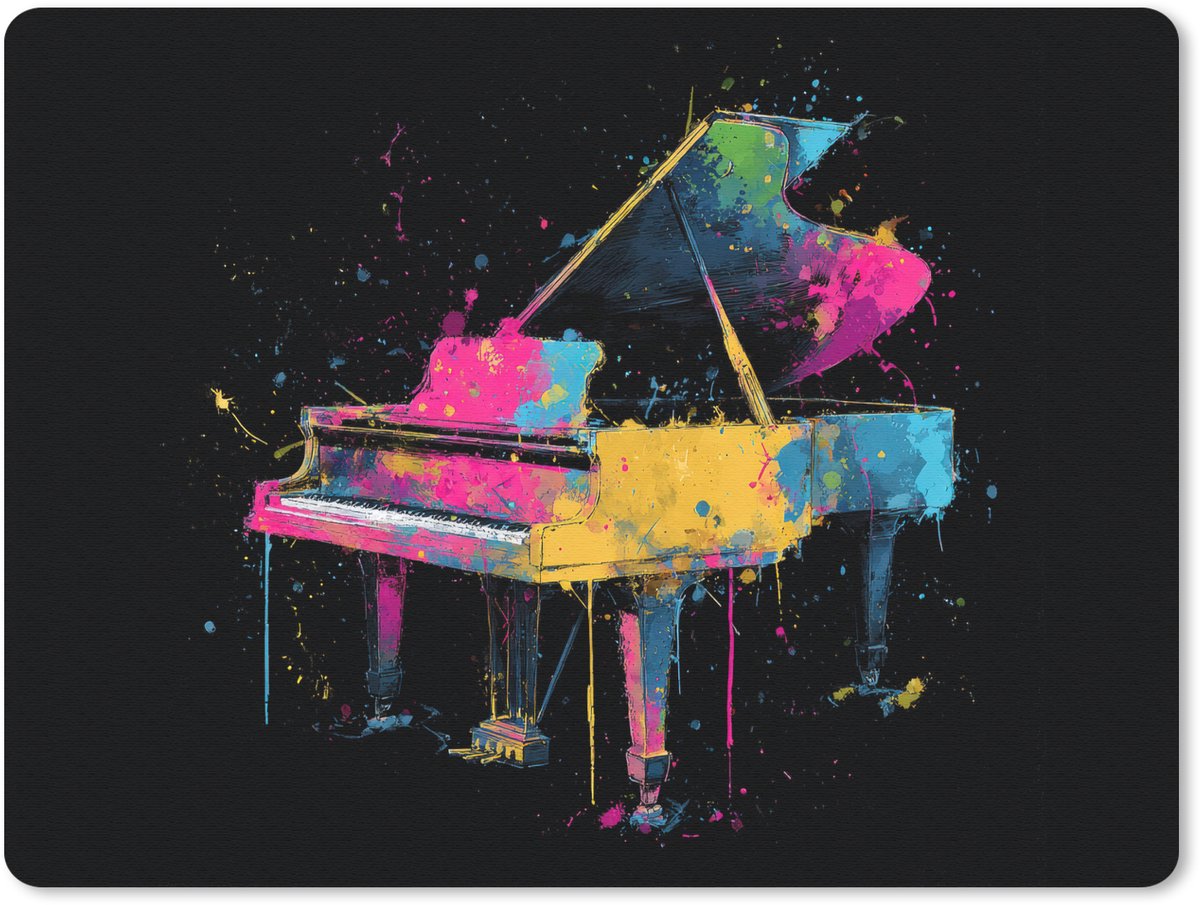 Muismat 23x19 cm - Mousepad Piano - Kleurrijk - Verf - Modern - Muismatten