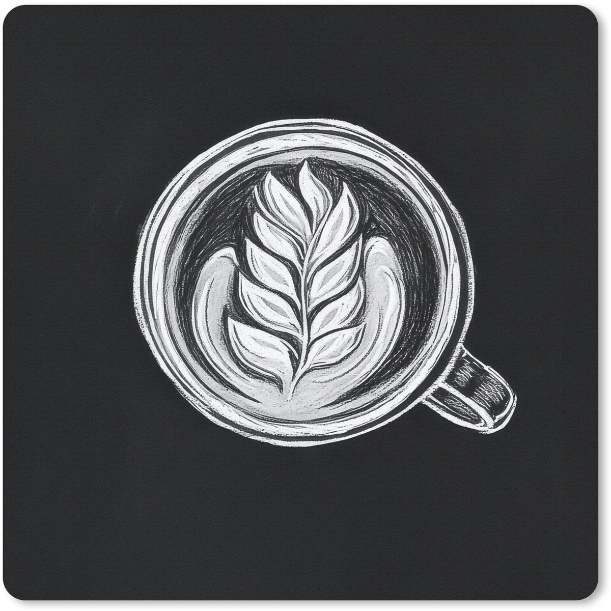 Muismat 30x30 cm - Mousepad Krijttekening - Koffie - Latte art - Muismatten