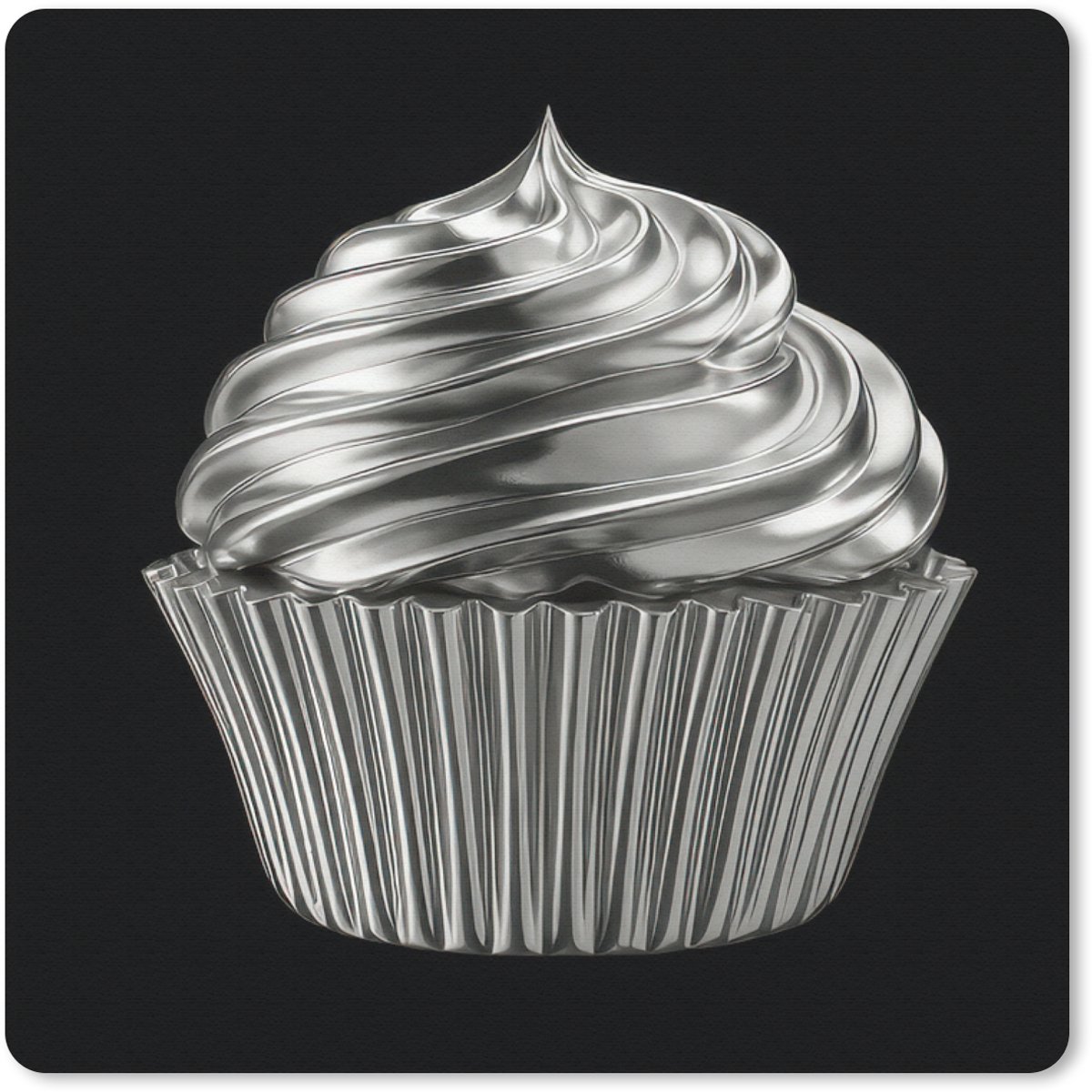 Muismat 20x20 cm - Mousepad Cupcake - Luxueus - Zilver - Muismatten