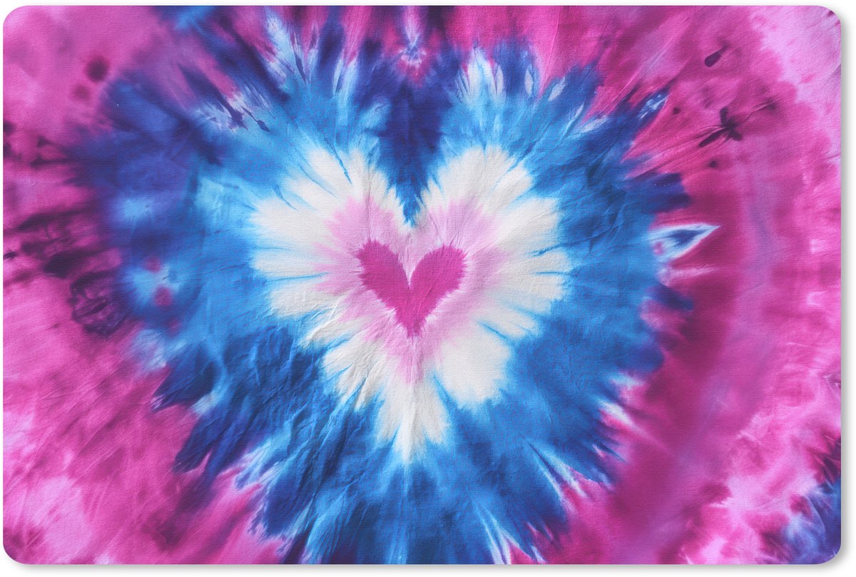 Muismat 27x18 cm - Mousepad Hartvormig - Tie dye - Paars - Muismatten