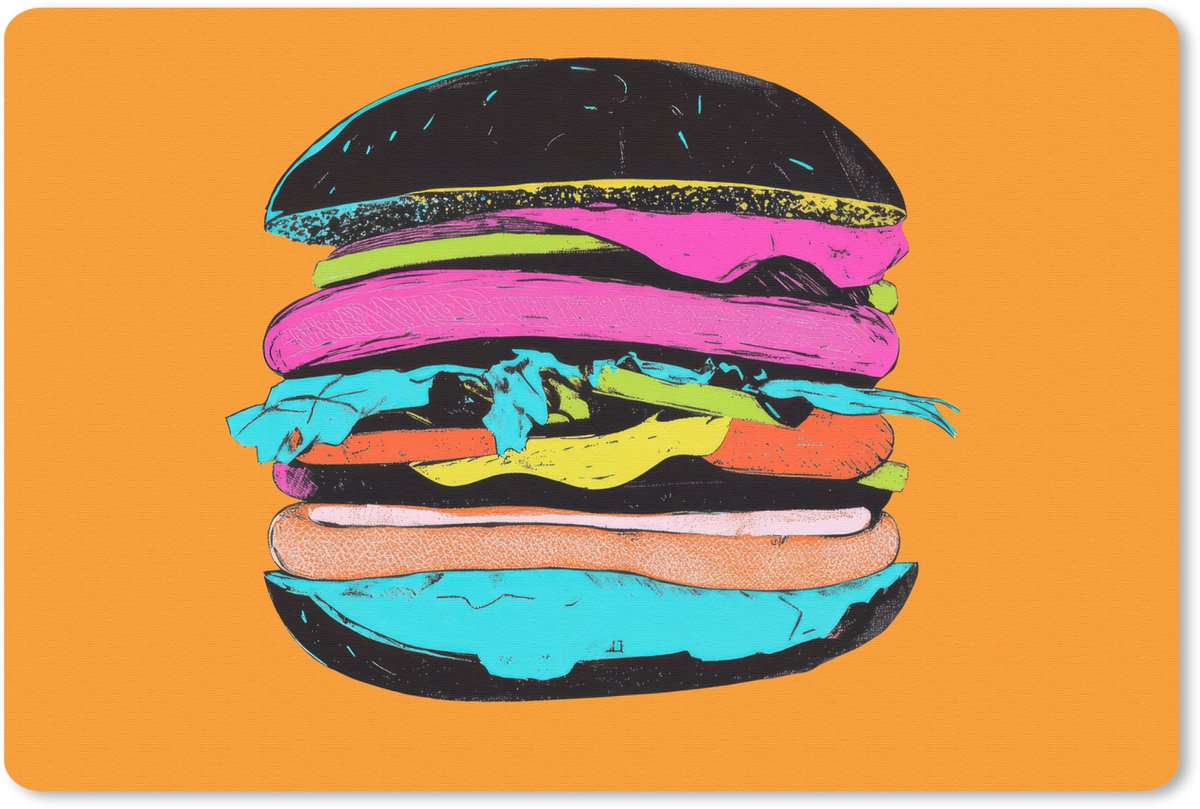 Muismat 27x18 cm - Mousepad Hamburger - Kleurrijk - Speels - Muismatten