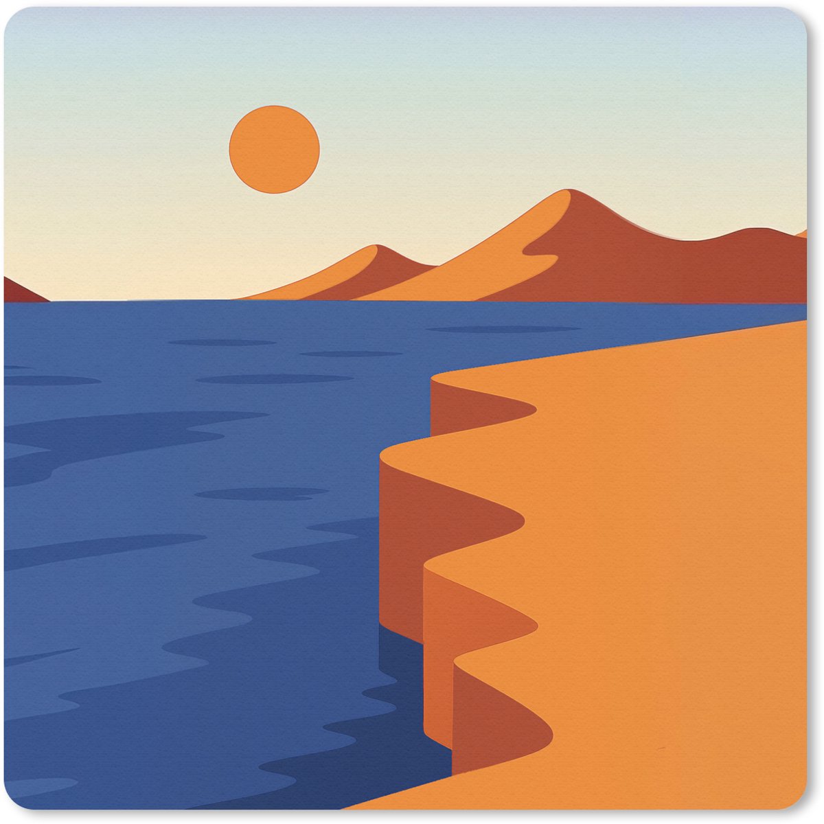 Muismat 20x20 cm - Mousepad Landschap - Bergen - Zon - Zee - Muismatten