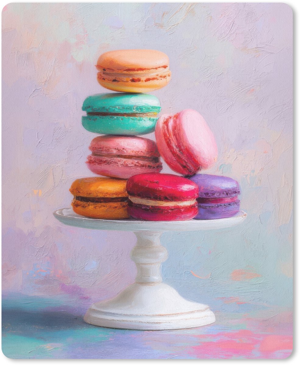 Muismat 19x23 cm - Mousepad Macarons - Schaal - Pastel - Kleurrijk - Muismatten