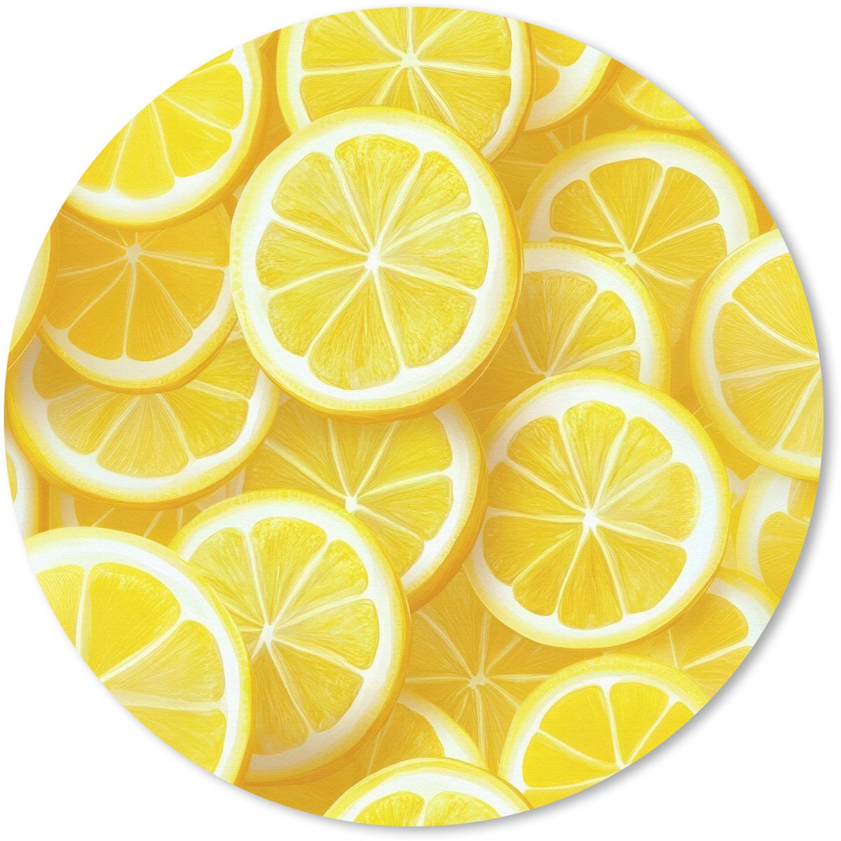 Muismat rond 30x30 cm - Mousepad Citroenen - Geel - Zomers - levendig - Ronde muismatten