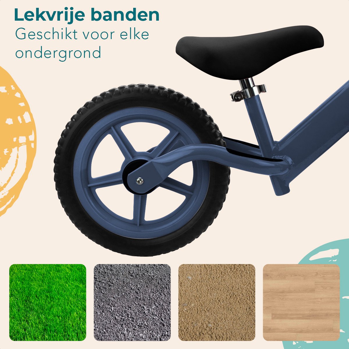 LifeGoods Loopfiets - Speelgoed 2 jaar en ouder - Jongens en Meisjes - Balance Bike - Loopfietsje - Marineblauw — afbeelding 6
