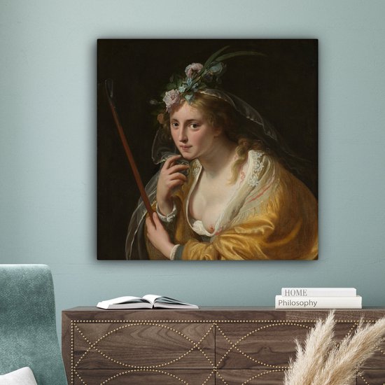 Tableau sur Toile Une Bergère - Peinture de Paulus Moreelse - 90x90 cm - Décoration murale