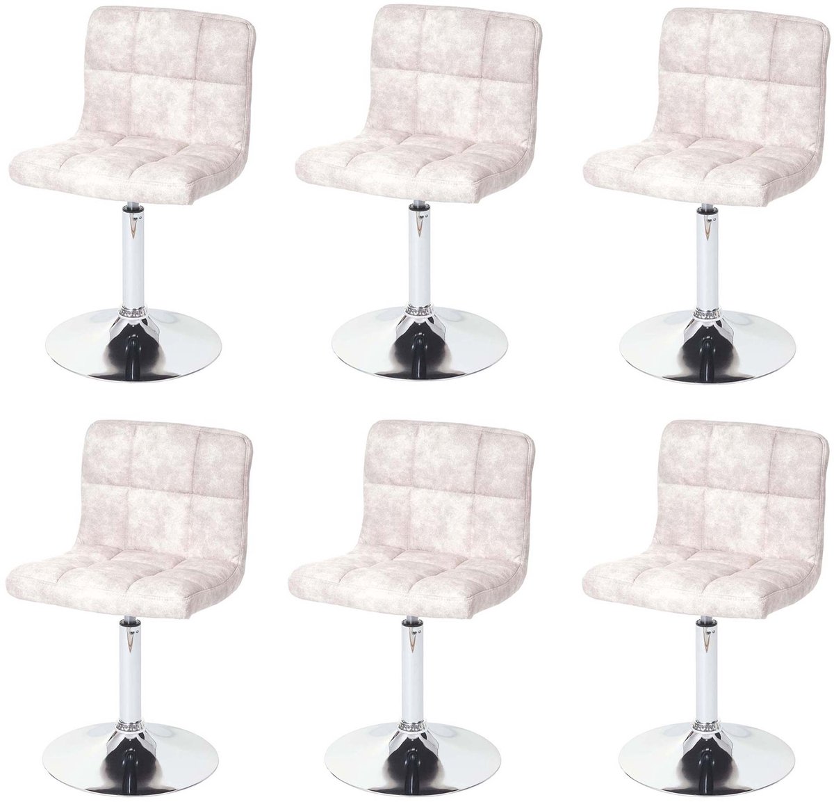 MCW Set van 6 eetkamerstoelen Kavala, draaistoel, imitatie suède chroom ~ vintage lichtgrijs