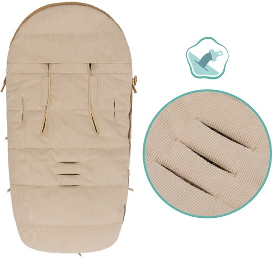 Winter voetenzak kinderwagen en buggy Teddy - Thermo - Waterafstotend - Ritssluiting - Corduroy - Nature - Fillikid van Merkloos — afbeelding 3