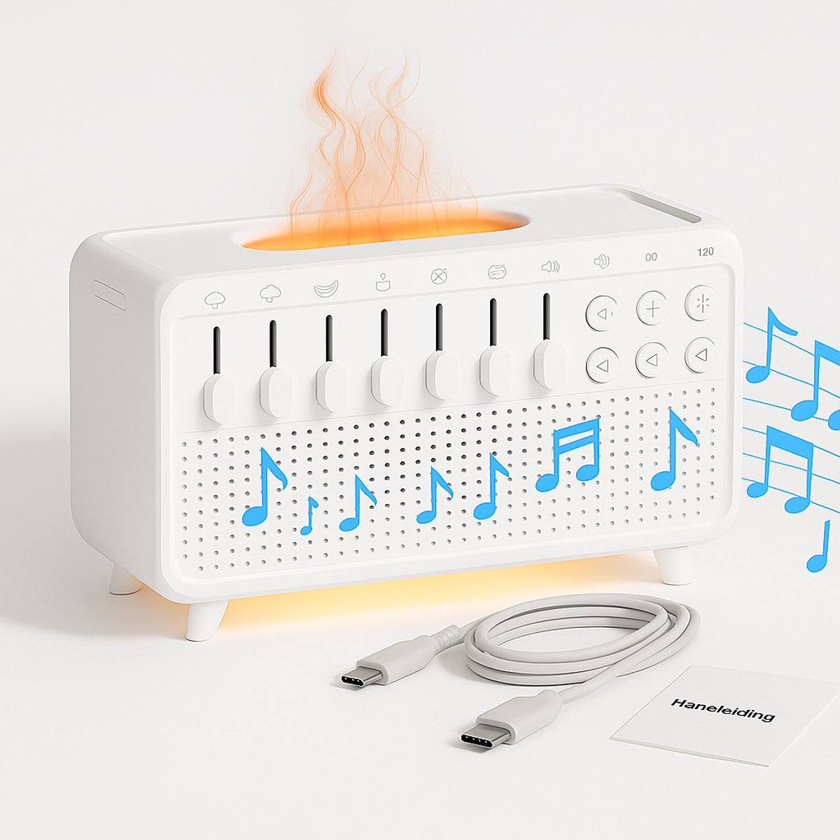 Boscer 4 in 1 White Noise Bluetooth Speaker - Aroma Diffuser - 8 Rustgevende Omgevingsgeluiden - Witte Ruis - USB-C Oplaadbaar - Sfeer Nachtlampje - Slaaptimer - Volledig Instelbaar - Voor Kind & Volwassenen - Slaapgeluiden - Wit