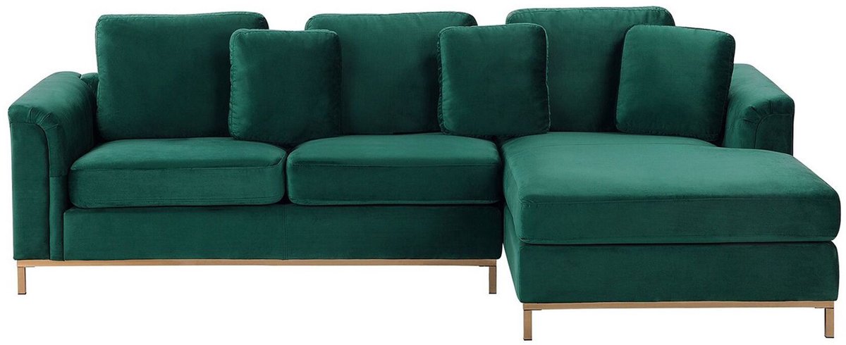 Beliani OSLO - Hoekbank - Donkergroen - Linkerzijde - 270 cm - Fluweel