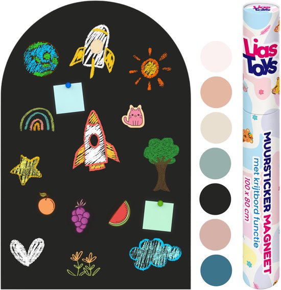Muursticker aimanté avec fonction tableau noir - 100x80 - Arche murale - Sticker magnétique - Tableau magnétique - Zwart