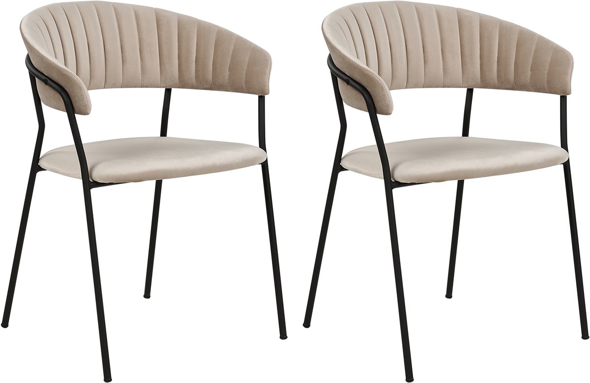 MARIPOSA - Eetkamerstoel set van 2 - Taupe