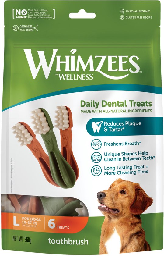 Whimzees Tandenborstel Star L - Kauwsnacks - Hond - 14,5cm - 6st