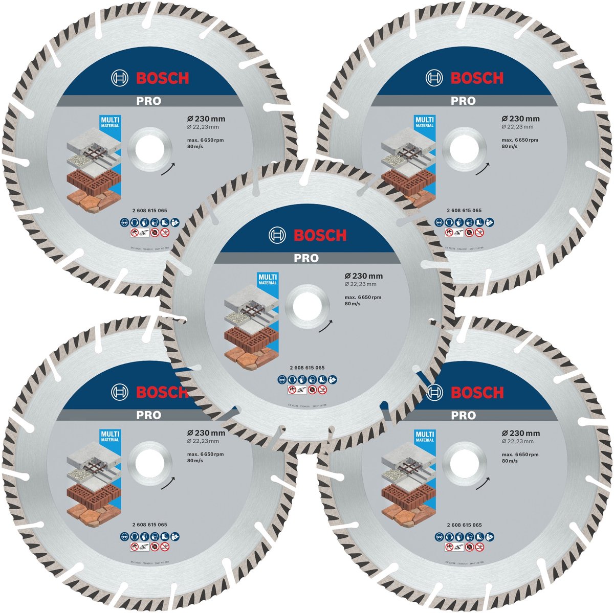 Bosch PRO Multi Material diamant doorslijpschijf 230 x 22,23 mm 5 stuks ( 5x 2608615065 )