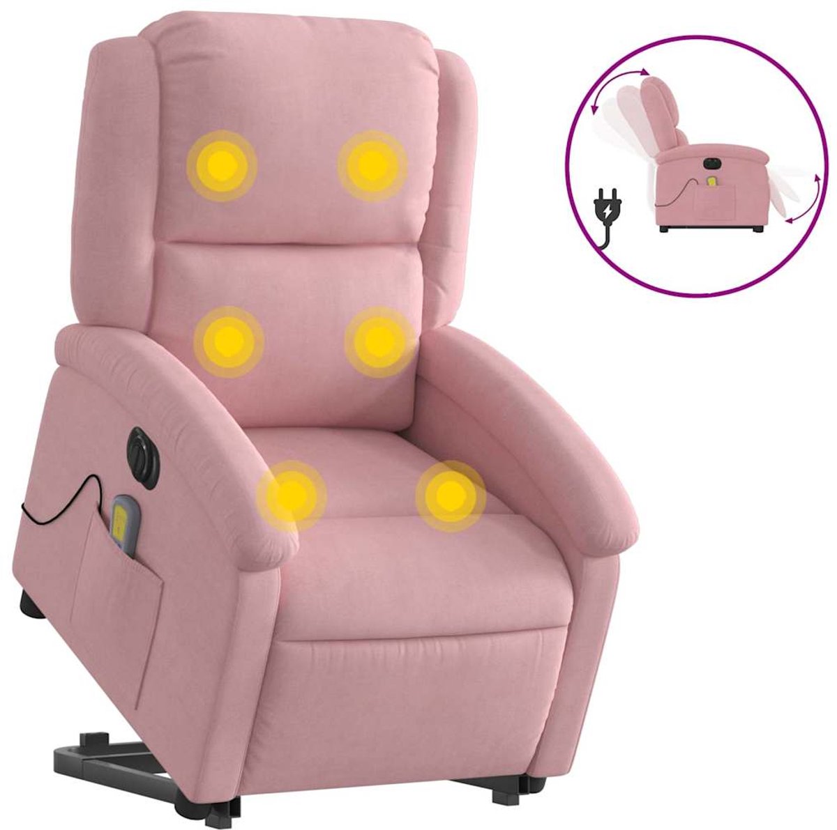 vidaXL Sta-op-massagestoel - elektrisch - verstelbaar - fluweel - roze
