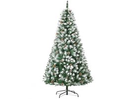 Künstlicher Weihnachtsbaum, 800 Zweige, 61 Zapfen, verschneite Spitzen, feuerfest, 180 cm