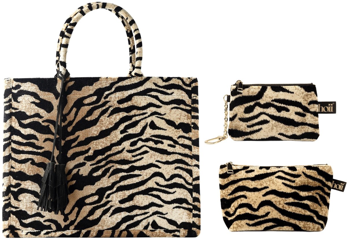 TASSENSET | 3-delig | Eleonora | zebraprint | Pumice Stone | beige | Hoii