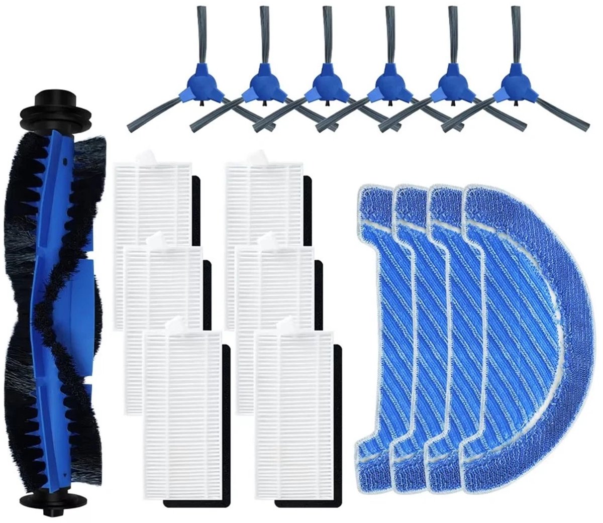 17 STUKS Reserveaccessoires en onderdelen - geschikt voor Cecotec Conga 1790 - 1090 - 990 - voor robotstofzuiger - inclusief hoofdborstel - zijkwast - mop en HEPA-filter - VOOR Robotstofzuiger - Accessoireset - Vervangende